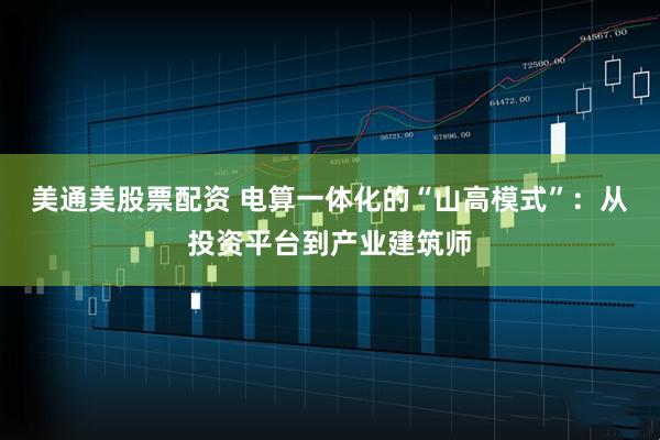 美通美股票配资 电算一体化的“山高模式”：从投资平台到产业建筑师