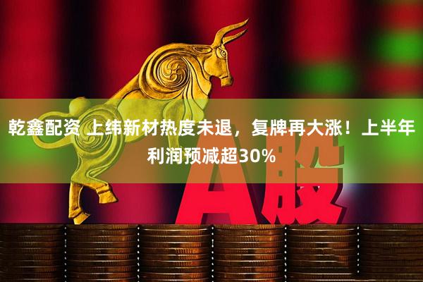 乾鑫配资 上纬新材热度未退，复牌再大涨！上半年利润预减超30%
